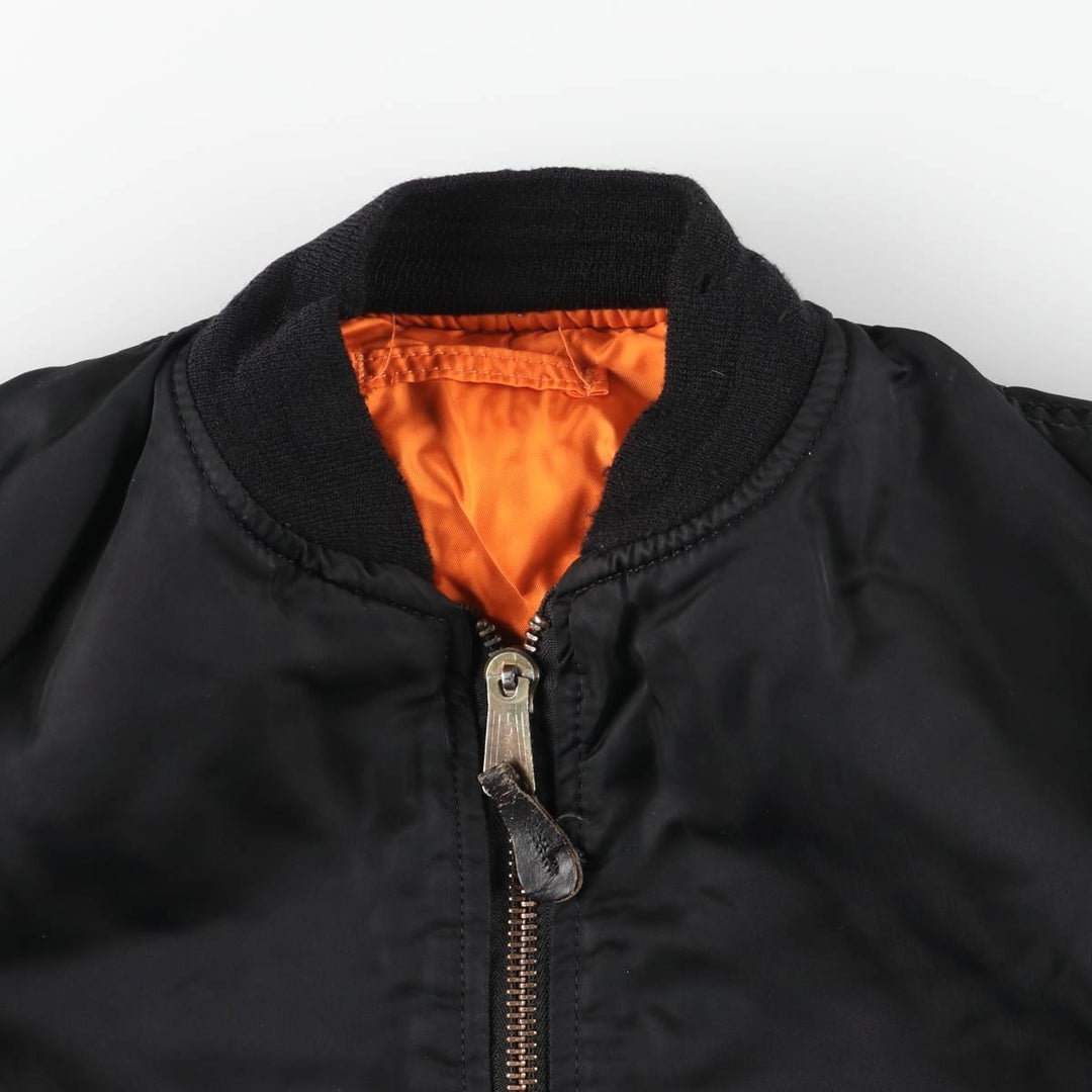Civilian MA-1 style padded military flight jacket, men's size L unclear black type Vintage Second Hand