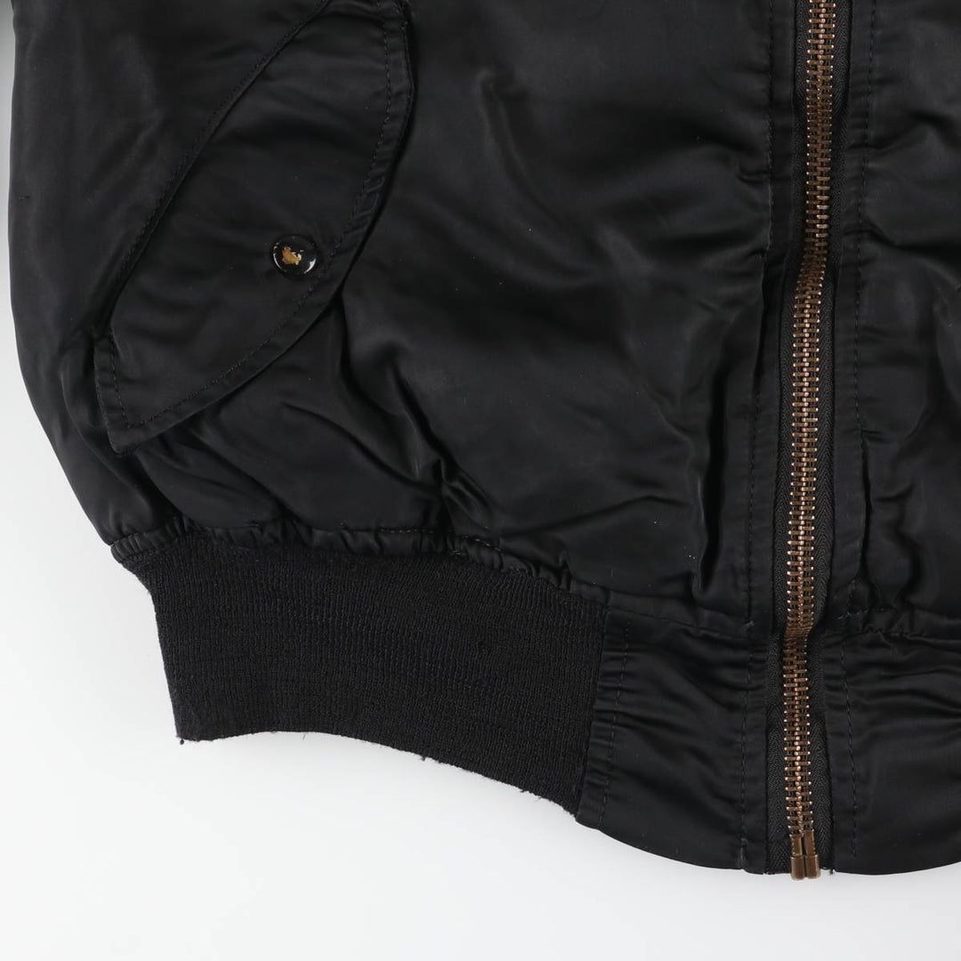 Civilian MA-1 style padded military flight jacket, men's size L unclear black type Vintage Second Hand