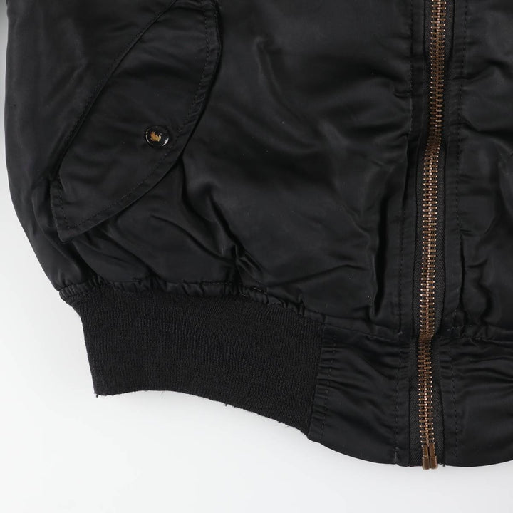 Civilian MA-1 style padded military flight jacket, men's size L unclear black type Vintage Second Hand