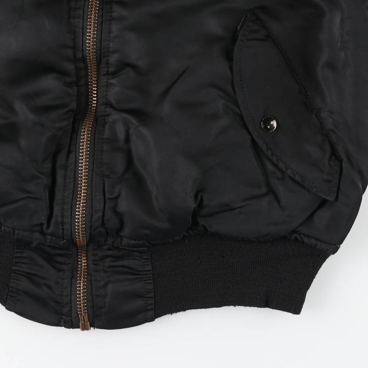 Civilian MA-1 style padded military flight jacket, men's size L unclear black type Vintage Second Hand