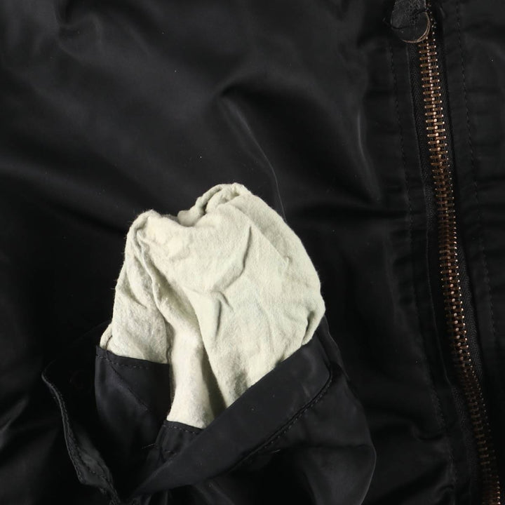 Civilian MA-1 style padded military flight jacket, men's size L unclear black type Vintage Second Hand