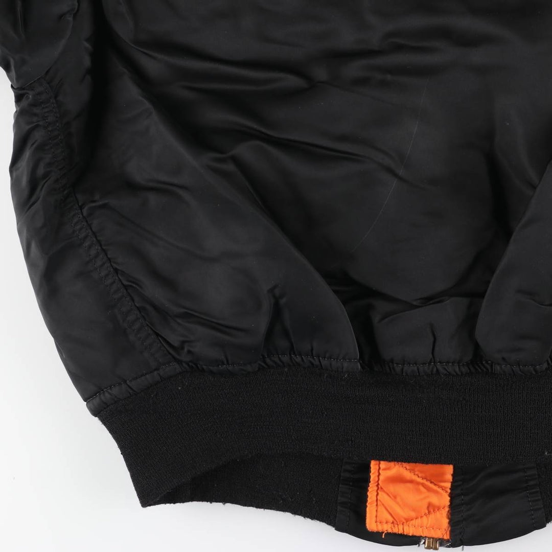 Civilian MA-1 style padded military flight jacket, men's size L unclear black type Vintage Second Hand