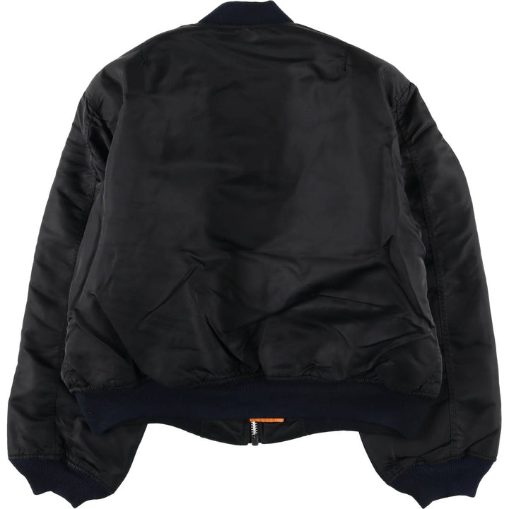 Schott MA-1 type padded military flight jacket, men's size L equivalent. Nylon black type Vintage Second Hand