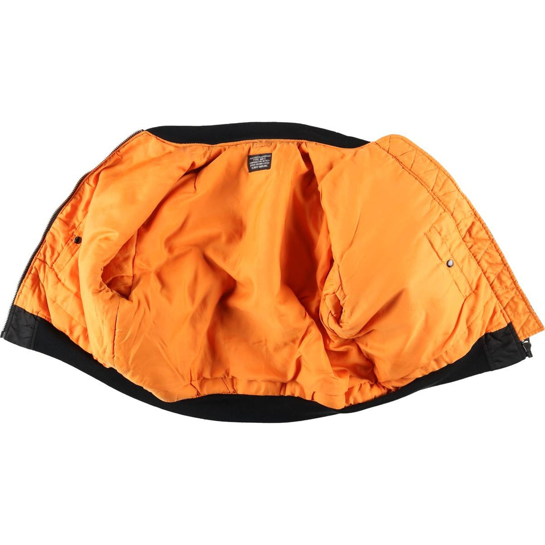 Schott MA-1 type padded military flight jacket, men's size L equivalent. Nylon black type Vintage Second Hand