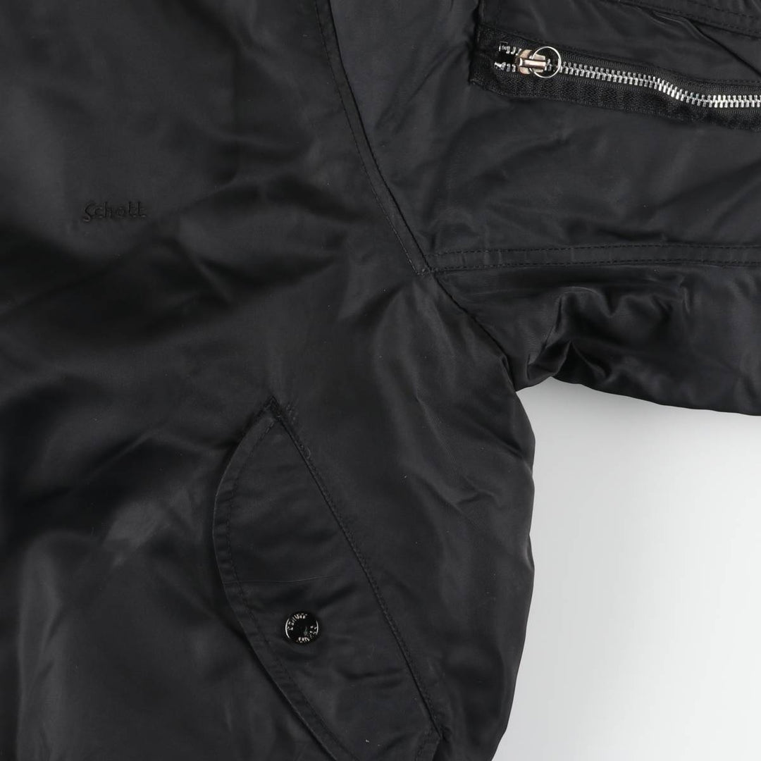 Schott MA-1 type padded military flight jacket, men's size L equivalent. Nylon black type Vintage Second Hand