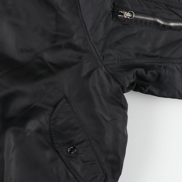 Schott MA-1 type padded military flight jacket, men's size L equivalent. Nylon black type Vintage Second Hand