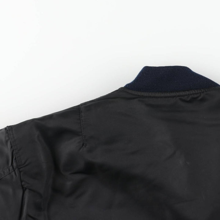 Schott MA-1 type padded military flight jacket, men's size L equivalent. Nylon black type Vintage Second Hand