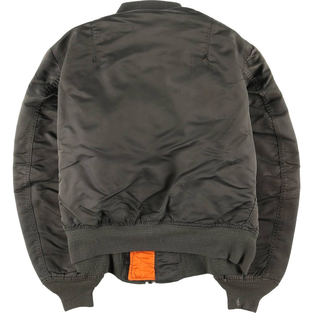 Civilian-made Alpha Industries MA-1 type padded military flight jacket, made in the USA, large size (equivalent to men's L). Nylon Khaki type sage green Vintage Second Hand