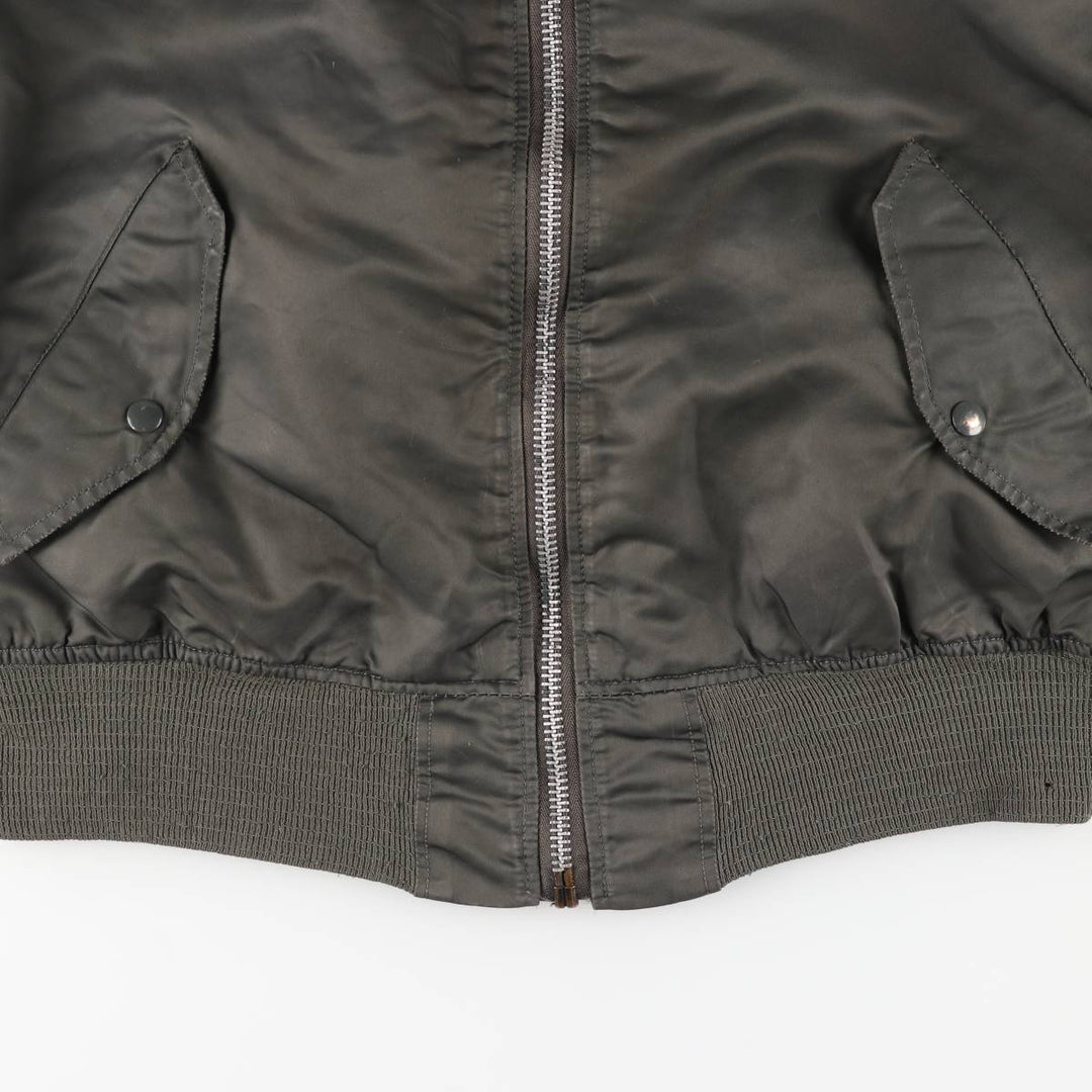 Civilian-made Alpha Industries MA-1 type padded military flight jacket, made in the USA, large size (equivalent to men's L). Nylon Khaki type sage green Vintage Second Hand