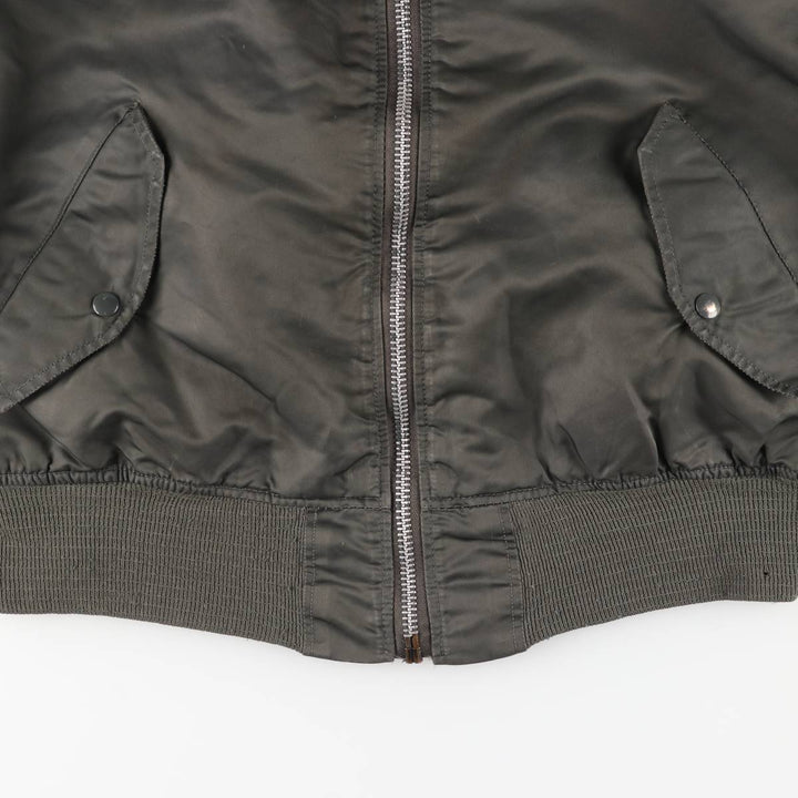 Civilian-made Alpha Industries MA-1 type padded military flight jacket, made in the USA, large size (equivalent to men's L). Nylon Khaki type sage green Vintage Second Hand