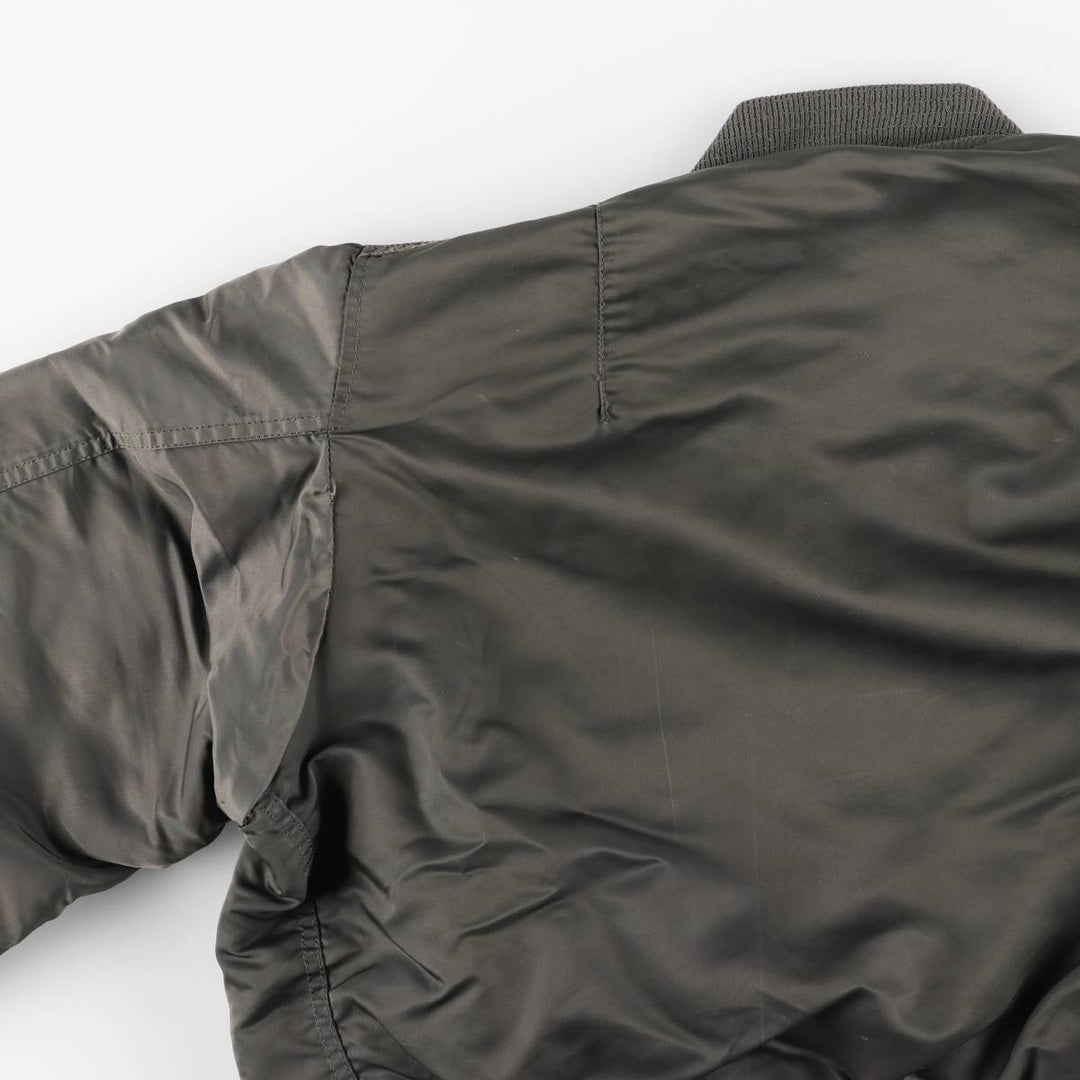 Civilian-made Alpha Industries MA-1 type padded military flight jacket, made in the USA, large size (equivalent to men's L). Nylon Khaki type sage green Vintage Second Hand