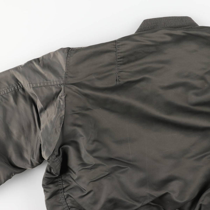 Civilian-made Alpha Industries MA-1 type padded military flight jacket, made in the USA, large size (equivalent to men's L). Nylon Khaki type sage green Vintage Second Hand