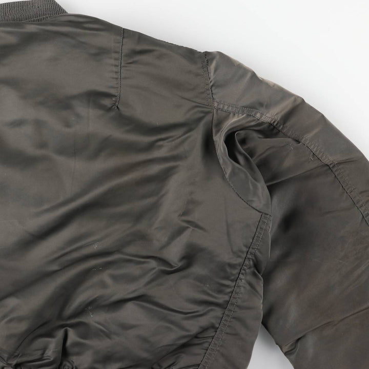 Civilian-made Alpha Industries MA-1 type padded military flight jacket, made in the USA, large size (equivalent to men's L). Nylon Khaki type sage green Vintage Second Hand
