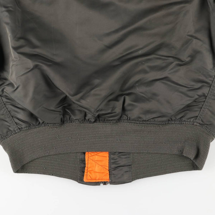 Civilian-made Alpha Industries MA-1 type padded military flight jacket, made in the USA, large size (equivalent to men's L). Nylon Khaki type sage green Vintage Second Hand