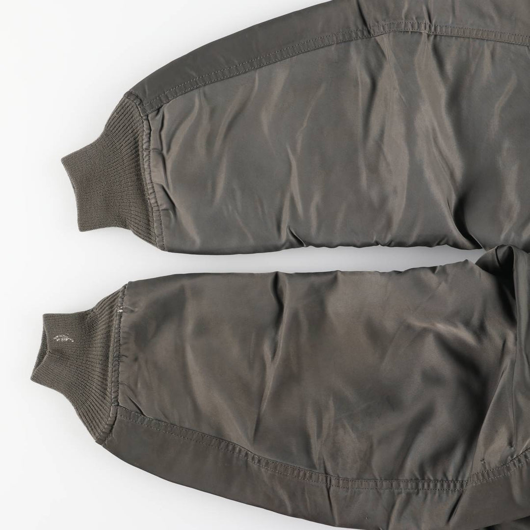 Civilian-made Alpha Industries MA-1 type padded military flight jacket, made in the USA, large size (equivalent to men's L). Nylon Khaki type sage green Vintage Second Hand