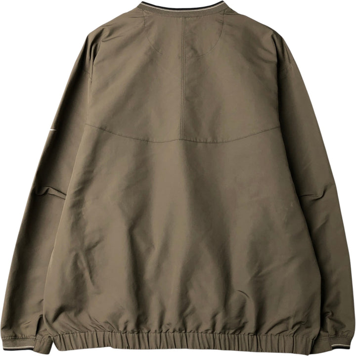 Nike Golf V-neck warm-up pullover, men's size L polyester Khaki type brown Vintage Second Hand