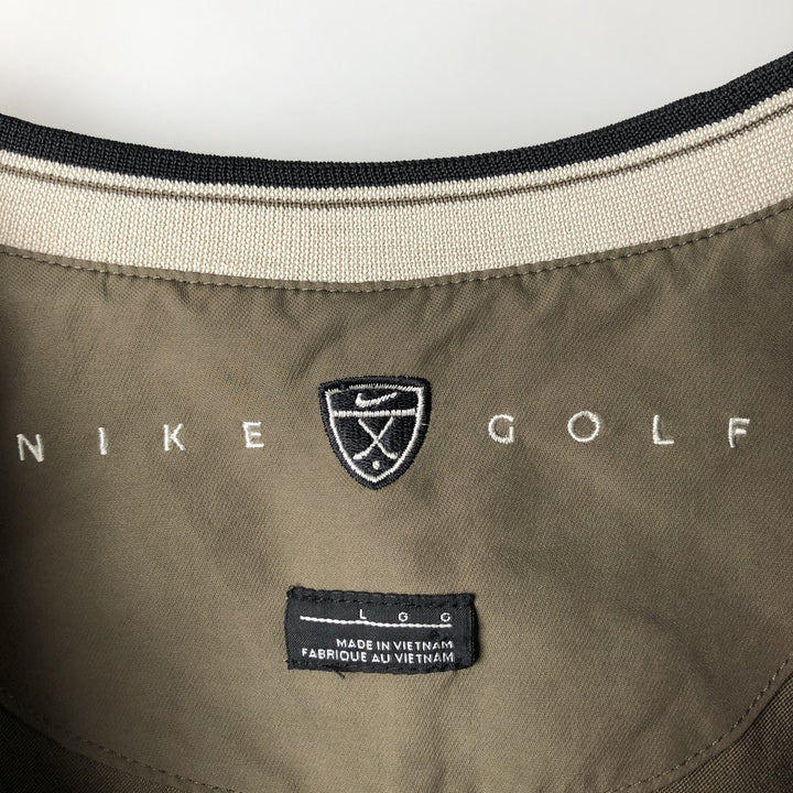 Nike Golf V-neck warm-up pullover, men's size L polyester Khaki type brown Vintage Second Hand