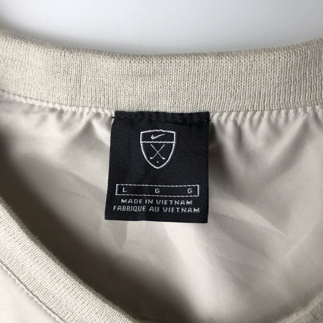 Nike Golf V-neck warm-up pullover, men's size L polyester ivory Vintage Second Hand