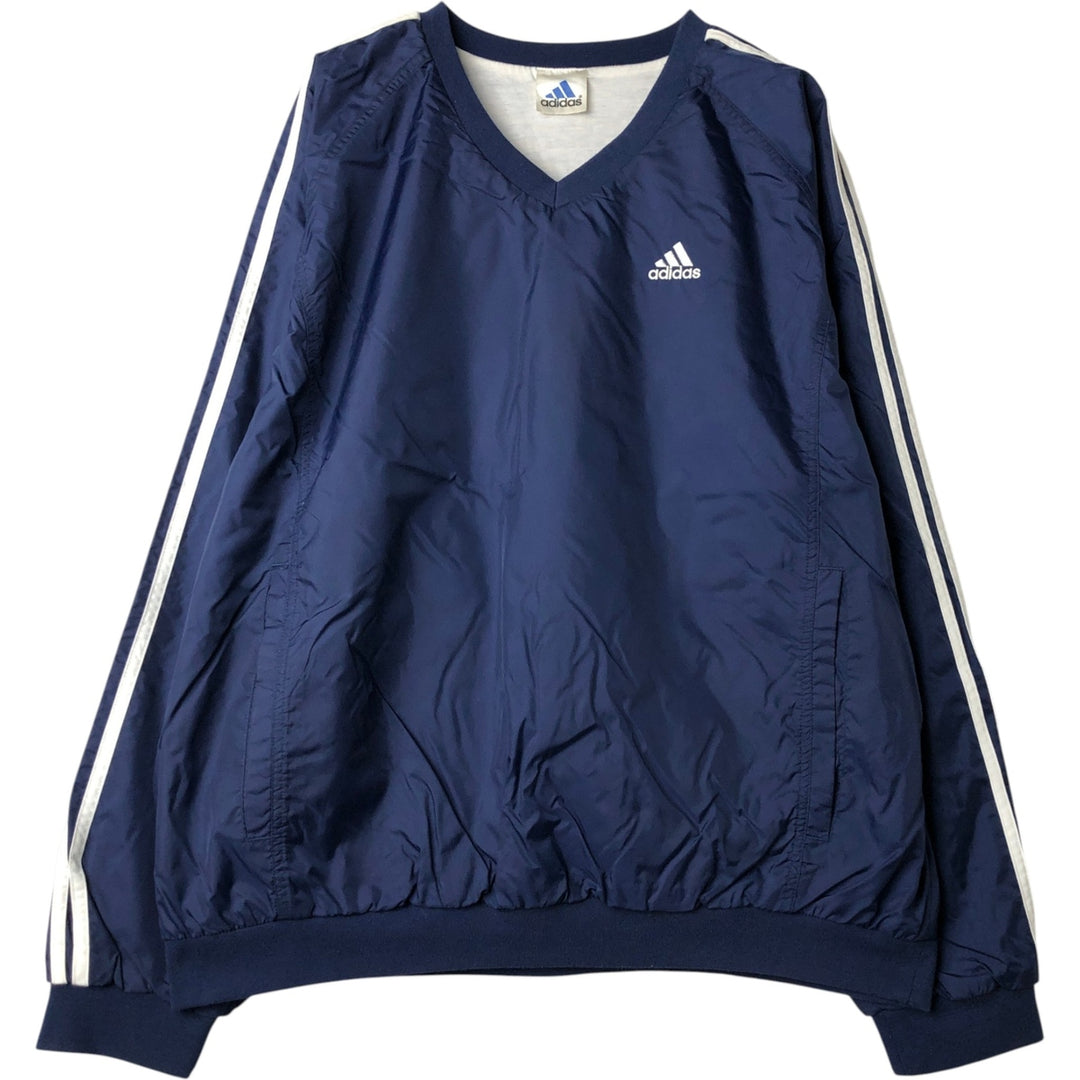 2000'S Adidas V-neck warm-up pullover, men's size XXL unclear navy blue type Vintage Second Hand