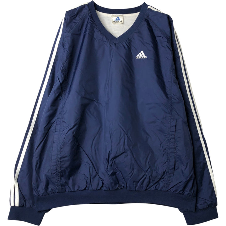 2000'S Adidas V-neck warm-up pullover, men's size XXL unclear navy blue type Vintage Second Hand