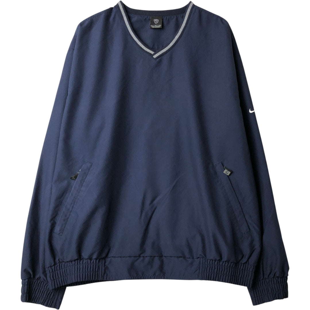 Nike Golf V-neck warm-up pullover, men's size L polyester navy blue type Vintage Second Hand