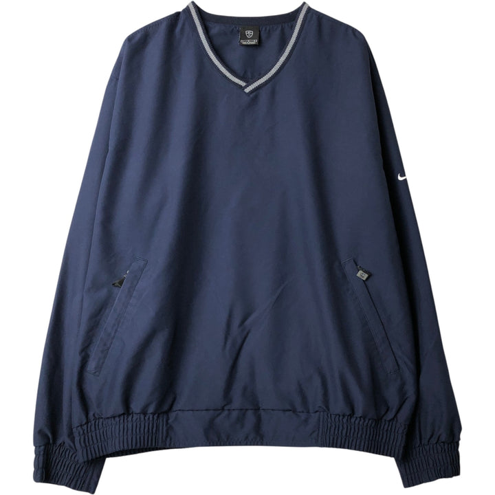 Nike Golf V-neck warm-up pullover, men's size L polyester navy blue type Vintage Second Hand
