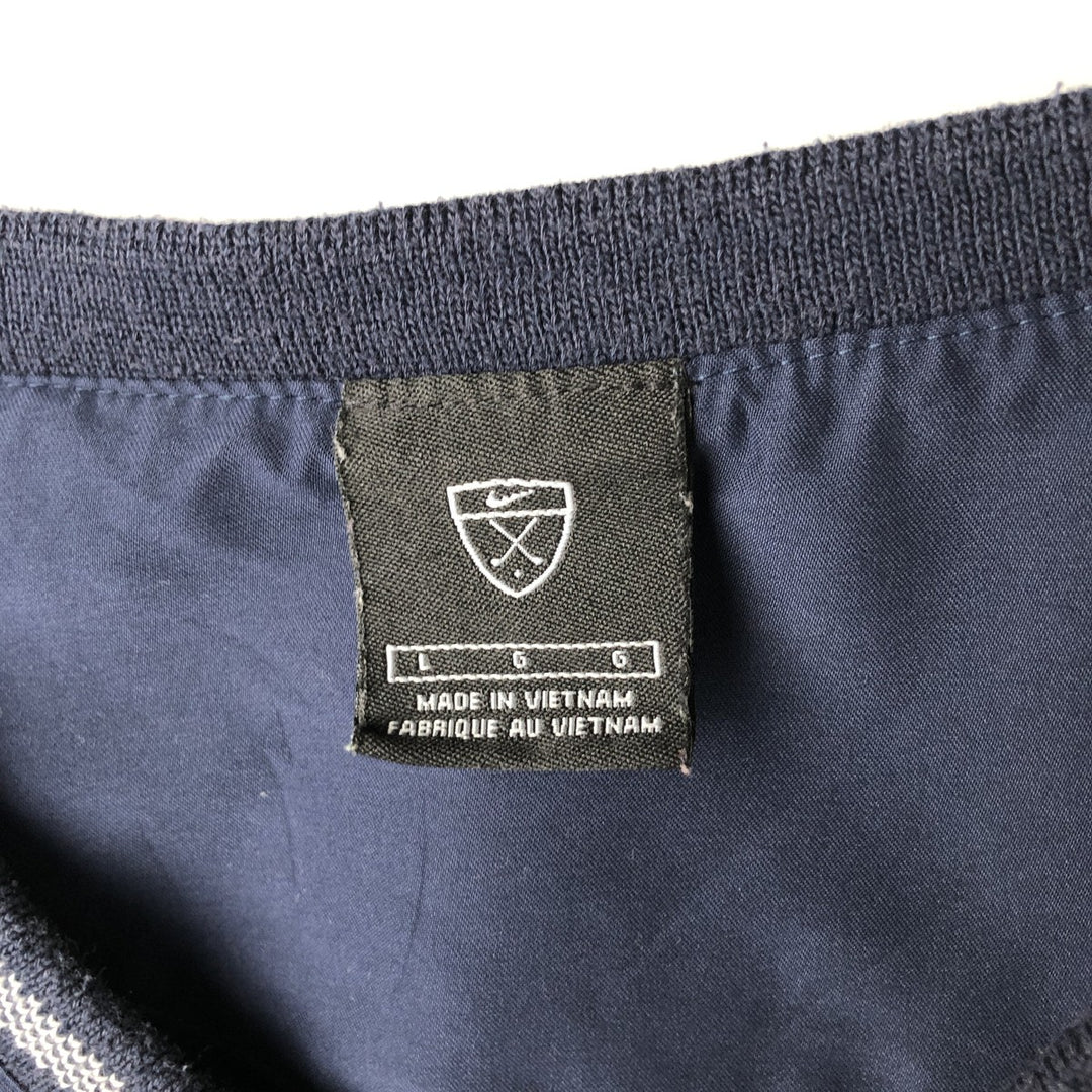 Nike Golf V-neck warm-up pullover, men's size L polyester navy blue type Vintage Second Hand