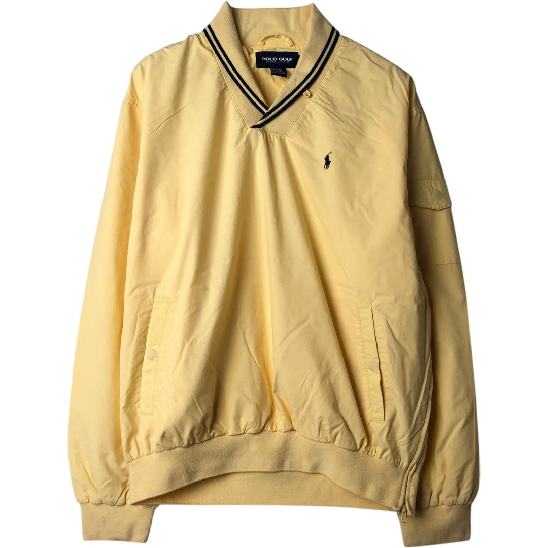 Ralph Lauren POLO GOLF collared V-neck warm-up pullover, men's size M equivalent. cotton yellow type Vintage Second Hand