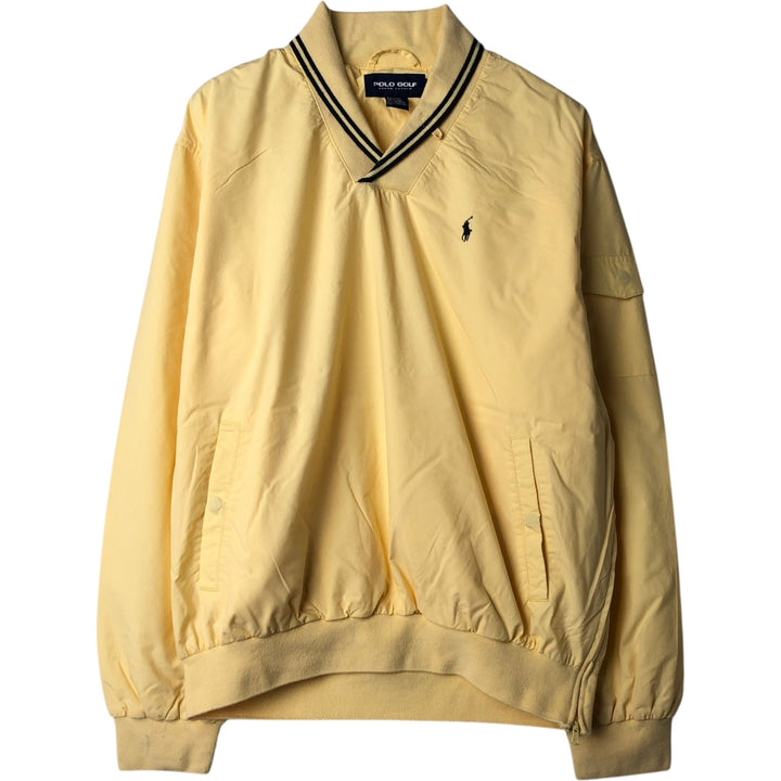 Ralph Lauren POLO GOLF collared V-neck warm-up pullover, men's size M equivalent. cotton yellow type Vintage Second Hand