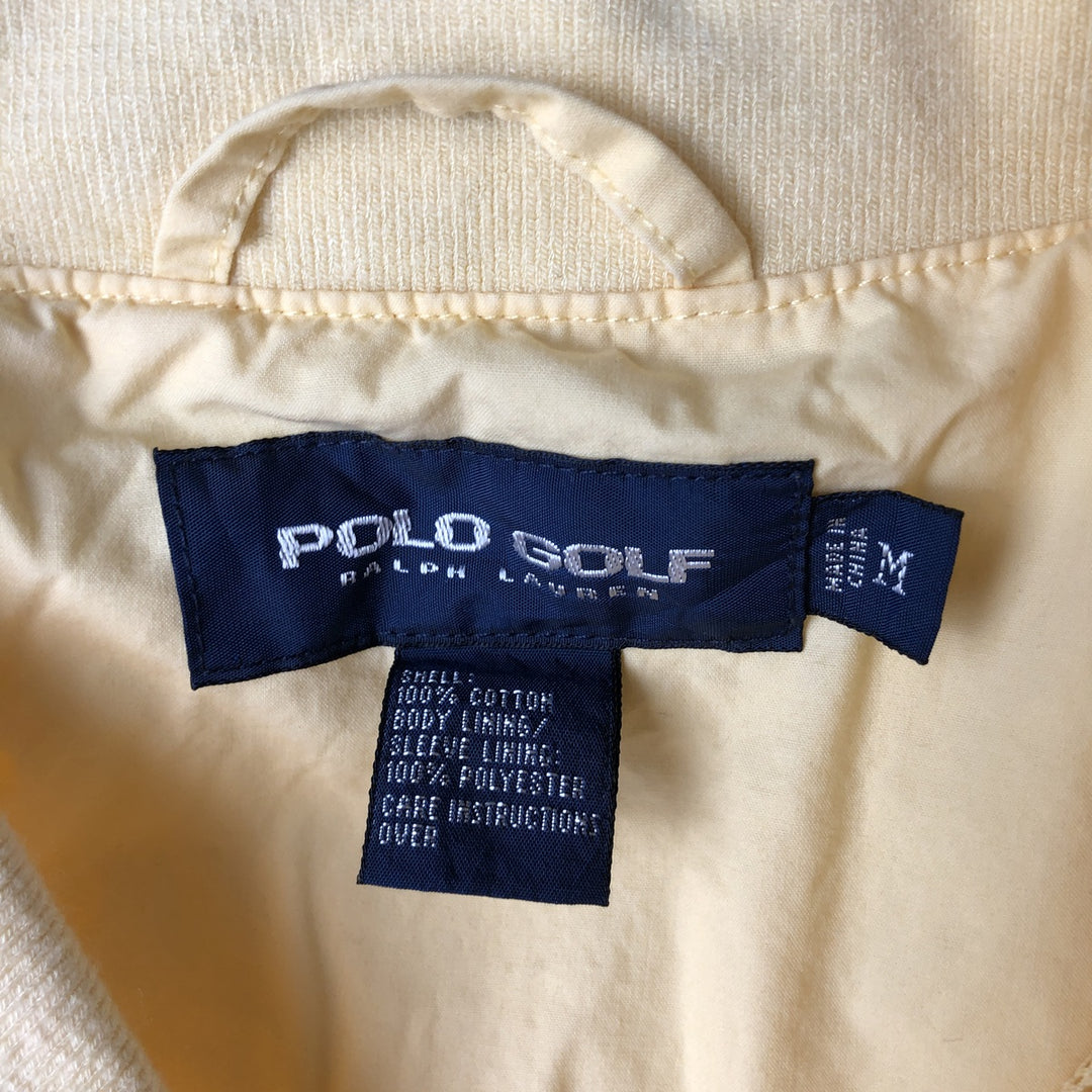 Ralph Lauren POLO GOLF collared V-neck warm-up pullover, men's size M equivalent. cotton yellow type Vintage Second Hand