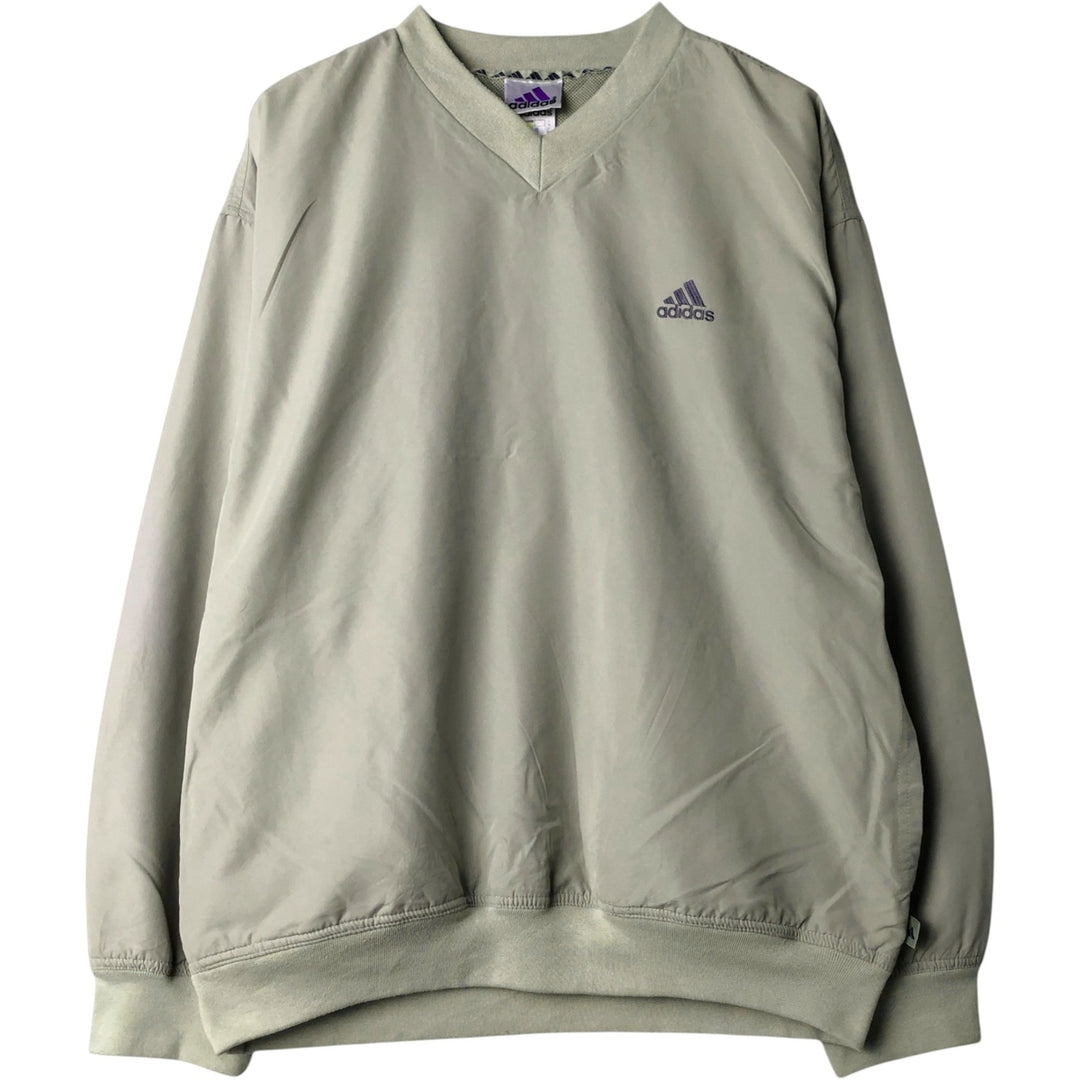 2000'S Adidas V-neck warm-up pullover, men's size S (approx.) polyester Beige type Vintage Second Hand