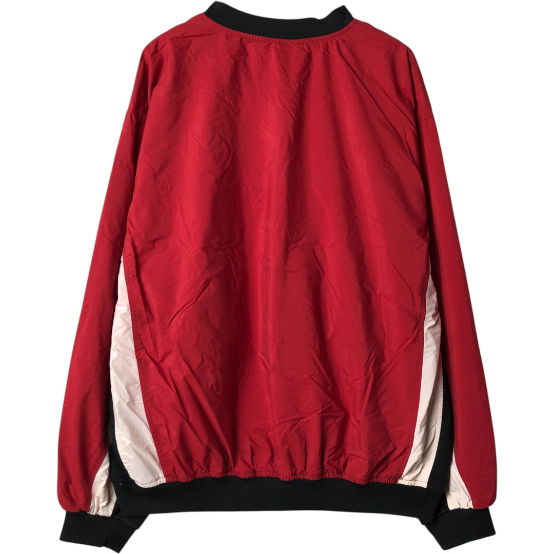 90s-era Adidas V-neck warm-up pullover, men's size L equivalent. unclear red type Vintage Second Hand
