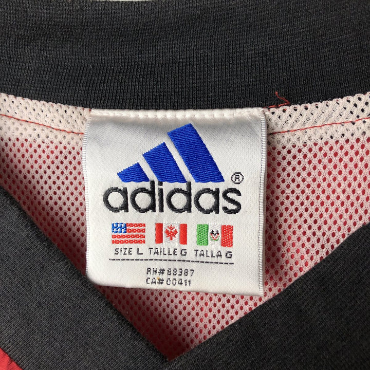 90s-era Adidas V-neck warm-up pullover, men's size L equivalent. unclear red type Vintage Second Hand