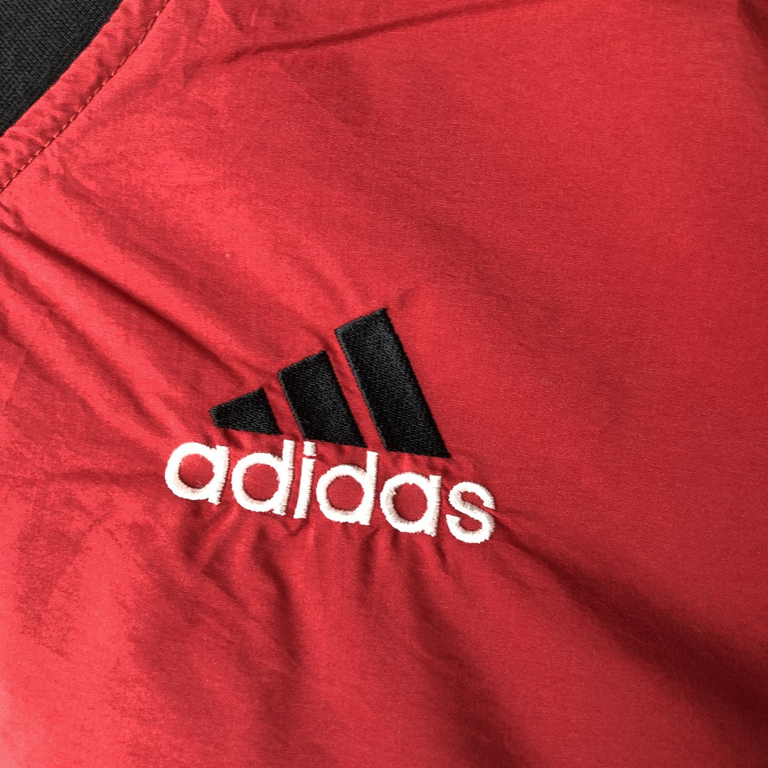 90s-era Adidas V-neck warm-up pullover, men's size L equivalent. unclear red type Vintage Second Hand