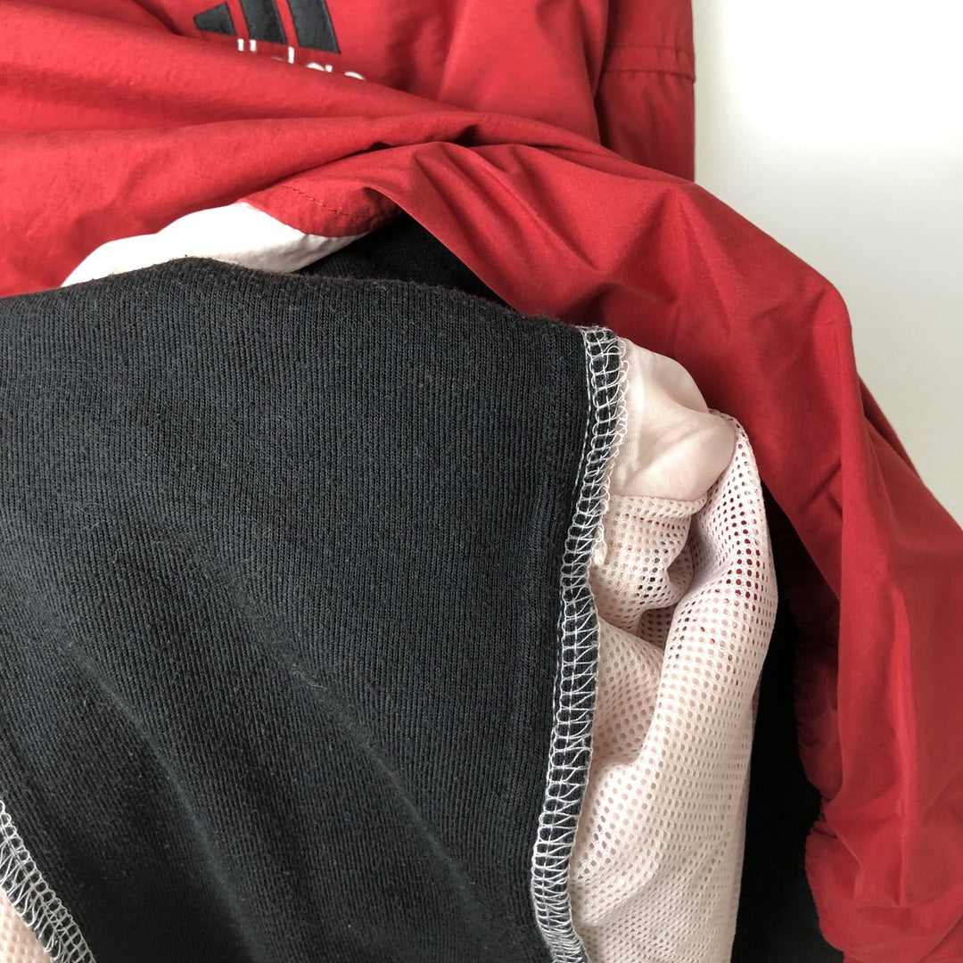 90s-era Adidas V-neck warm-up pullover, men's size L equivalent. unclear red type Vintage Second Hand