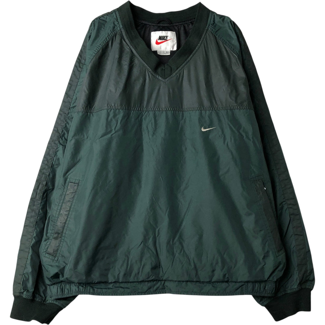 90'S Nike V-neck nylon pullover, men's XL size, vintage Nylon Green type dark green Vintage Second Hand