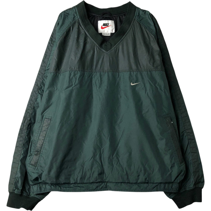 90'S Nike V-neck nylon pullover, men's XL size, vintage Nylon Green type dark green Vintage Second Hand
