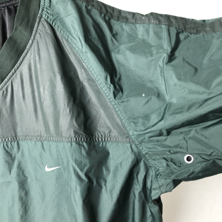 90'S Nike V-neck nylon pullover, men's XL size, vintage Nylon Green type dark green Vintage Second Hand
