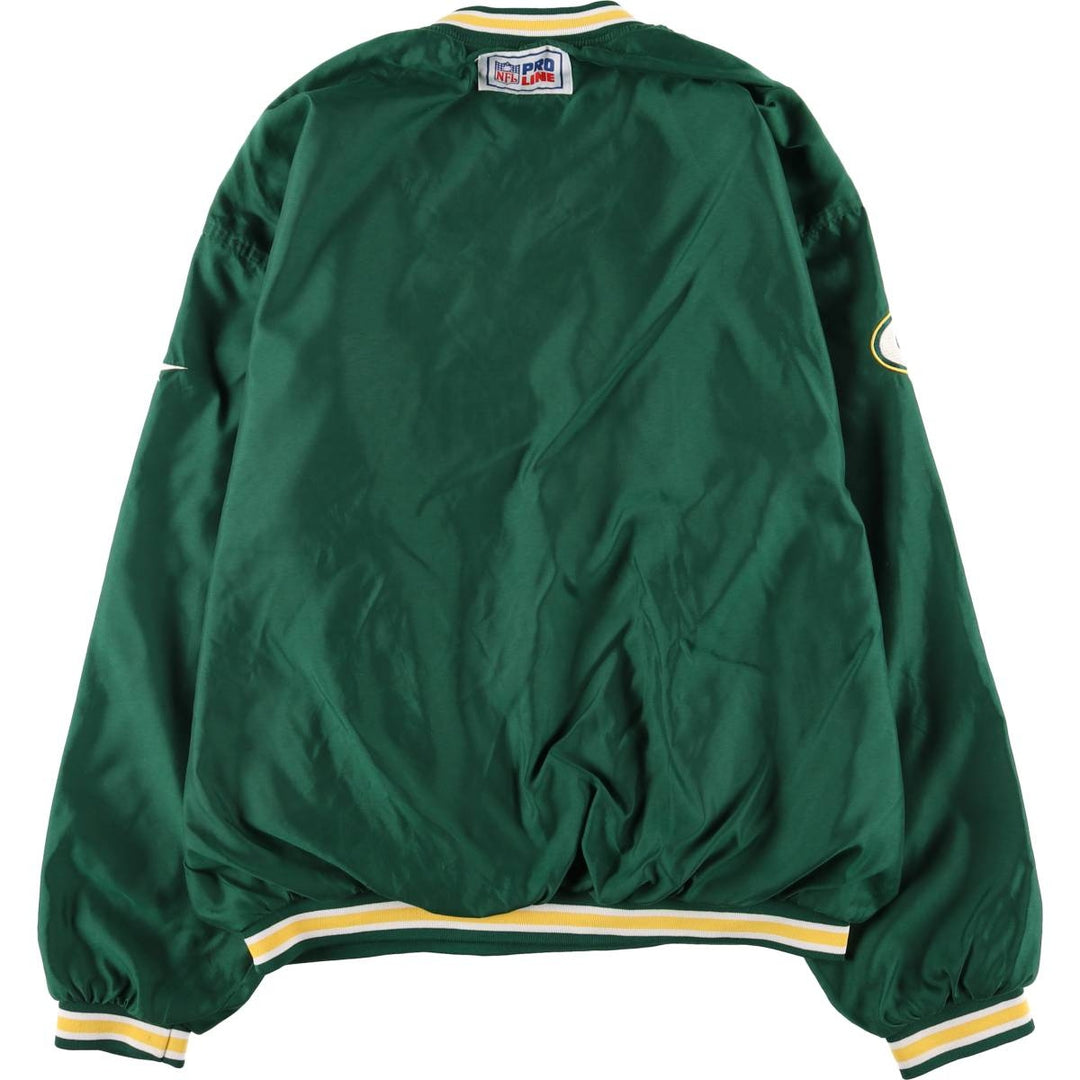 90'S Reebok NFL Green Bay Packers V-neck Warm-up Pullover (Men's XL equivalent) polyester green type Vintage Second Hand