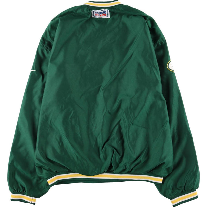 90'S Reebok NFL Green Bay Packers V-neck Warm-up Pullover (Men's XL equivalent) polyester green type Vintage Second Hand