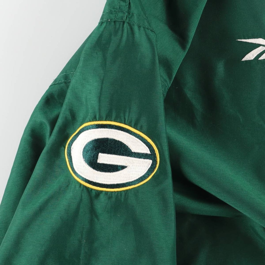 90'S Reebok NFL Green Bay Packers V-neck Warm-up Pullover (Men's XL equivalent) polyester green type Vintage Second Hand