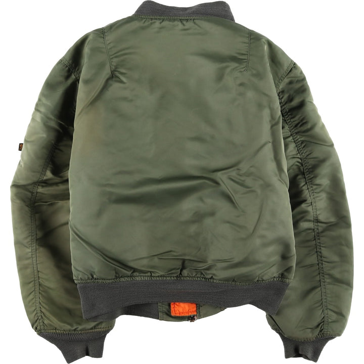Civilian-made 1990'S Alpha Industries MA-1 type padded military flight jacket, made in the USA, men's size L equivalent, vintage. Nylon Khaki type Vintage Second Hand