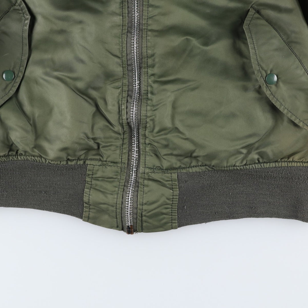 Civilian-made 1990'S Alpha Industries MA-1 type padded military flight jacket, made in the USA, men's size L equivalent, vintage. Nylon Khaki type Vintage Second Hand