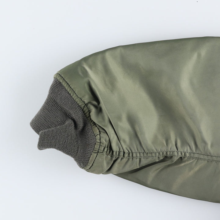 Civilian-made 1990'S Alpha Industries MA-1 type padded military flight jacket, made in the USA, men's size L equivalent, vintage. Nylon Khaki type Vintage Second Hand