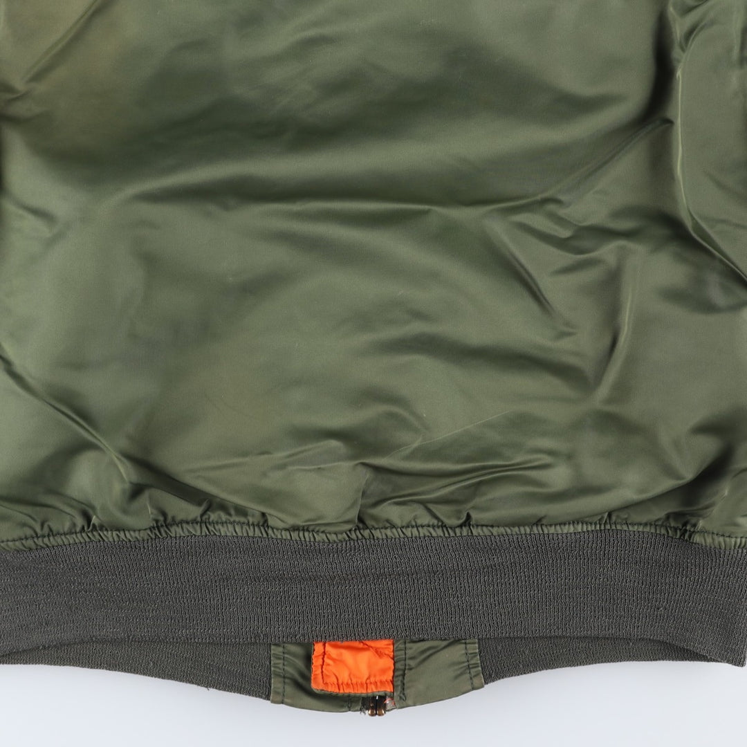 Civilian-made 1990'S Alpha Industries MA-1 type padded military flight jacket, made in the USA, men's size L equivalent, vintage. Nylon Khaki type Vintage Second Hand