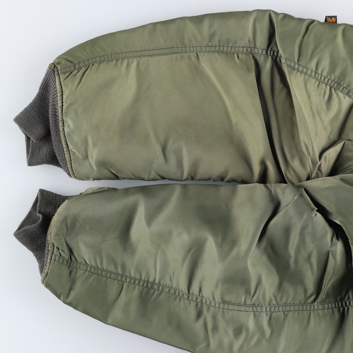 Civilian-made 1990'S Alpha Industries MA-1 type padded military flight jacket, made in the USA, men's size L equivalent, vintage. Nylon Khaki type Vintage Second Hand