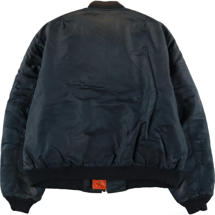 Civilian MA-1 type padded military flight jacket, made in the USA, size 50 (equivalent to men's XXL). Nylon navy blue type Vintage Second Hand