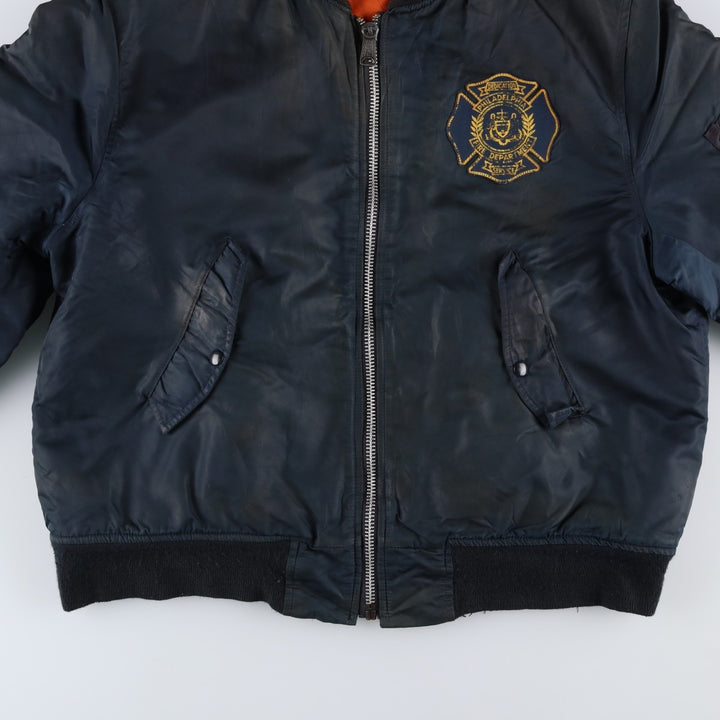 Civilian MA-1 type padded military flight jacket, made in the USA, size 50 (equivalent to men's XXL). Nylon navy blue type Vintage Second Hand