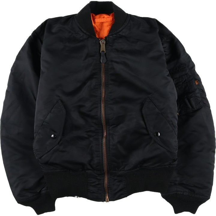 Civilian-made Alpha Industries MA-1 type padded military flight jacket, made in the USA, size SMALL (equivalent to men's S). Nylon black type Vintage Second Hand