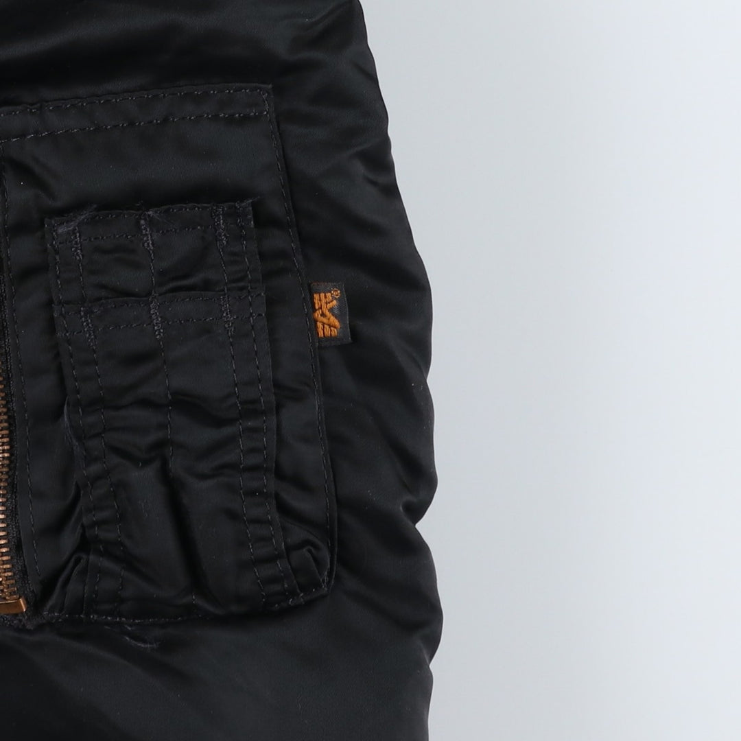 Civilian-made Alpha Industries MA-1 type padded military flight jacket, made in the USA, size SMALL (equivalent to men's S). Nylon black type Vintage Second Hand